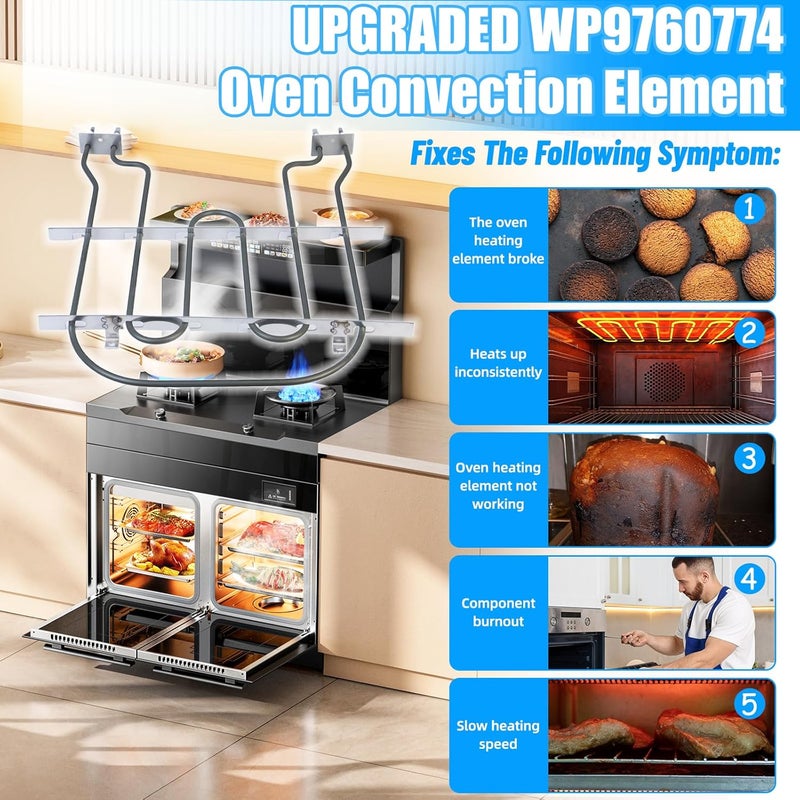 S-Union UPGRADED WP9760774 9760774 Oven Range Broil Element Compatible with Whirlpool Kitchen Aid Range Stove Ovens Parts,WP9760774 Kitchenaid Oven Heating Element 8301514 1201761 KEBS207SSS04 Bake Elements - Image 5